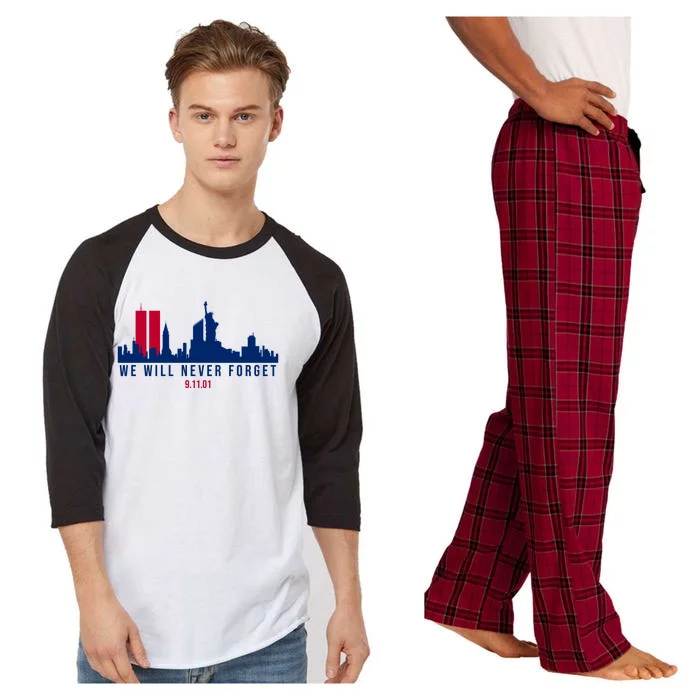 We Will Never Forget 09.11.01 September 11th 2001 Raglan Sleeve Pajama Set