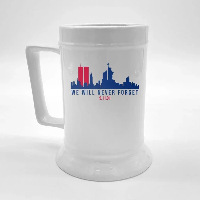 We Will Never Forget 09.11.01 September 11th 2001 Front & Back Beer Stein