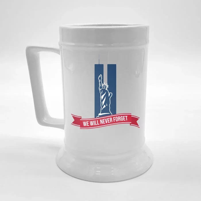 We Will Never Forget 09.11.01 Statue Of Liberty Front & Back Beer Stein