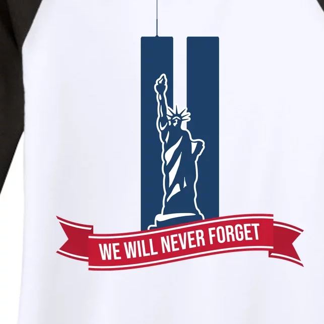 We Will Never Forget 09.11.01 Statue Of Liberty Women's Tri-Blend 3/4-Sleeve Raglan Shirt