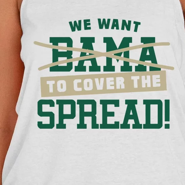 We Want Out Bama To Cover The Spread Women's Knotted Racerback Tank