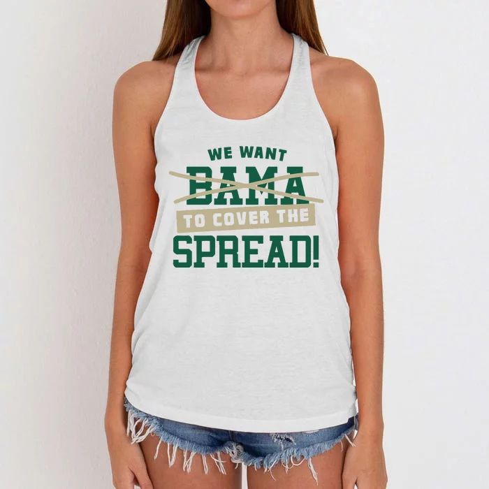 We Want Out Bama To Cover The Spread Women's Knotted Racerback Tank