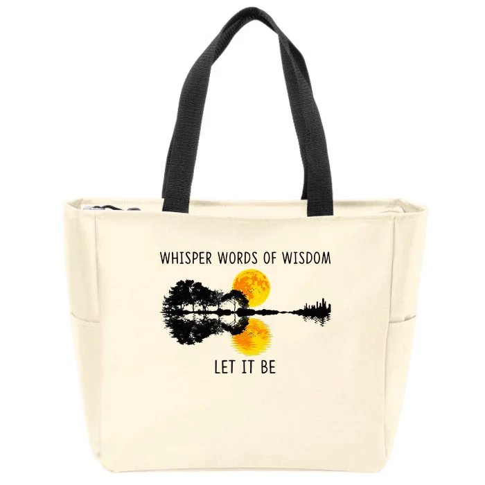 Whisper Words Of Wisdom Letit Be Guitar Lake Shadow Zip Tote Bag