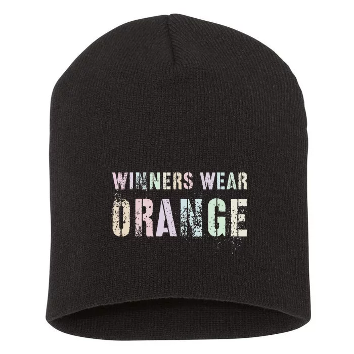 WINNERS WEAR ORANGE Summer Camp Team Color War Game Event Short Acrylic Beanie