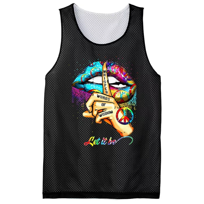 Whisper Words Of Wisdom Let Peace Let Peace Signal Let It Be Mesh Reversible Basketball Jersey Tank