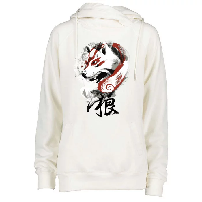 Wolf Womens Funnel Neck Pullover Hood