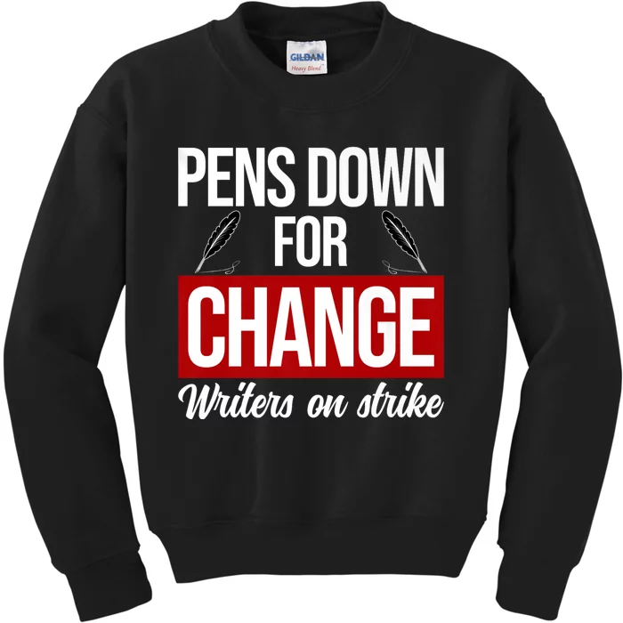 WGA Writers On Strike Pens Down For Change Anti AI Chatbots Kids Sweatshirt