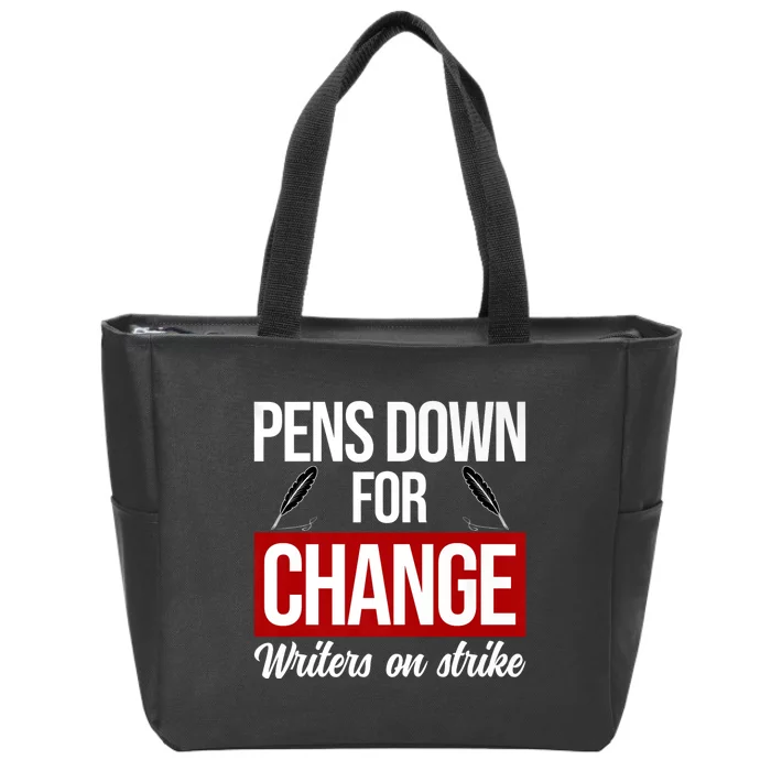 WGA Writers On Strike Pens Down For Change Anti AI Chatbots Zip Tote Bag