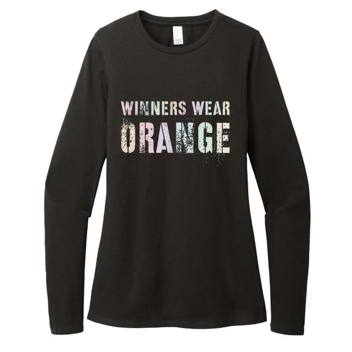 WINNERS WEAR ORANGE Summer Camp Team Color War Game Event Womens CVC Long Sleeve Shirt