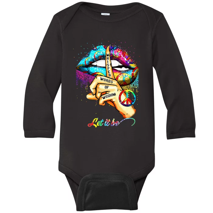 Whisper Words Of Wisdom Let Peace Let Peace Signal Let It Be Baby Long Sleeve Bodysuit