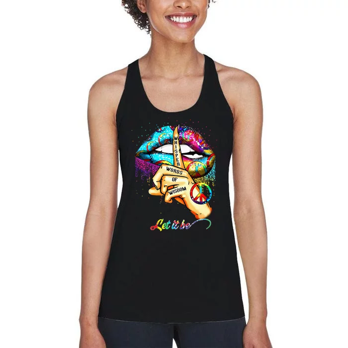 Whisper Words Of Wisdom Let Peace Let Peace Signal Let It Be Women's Racerback Tank