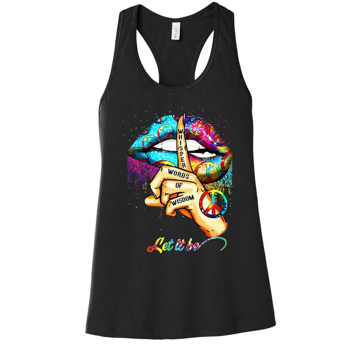 Whisper Words Of Wisdom Let Peace Let Peace Signal Let It Be Women's Racerback Tank