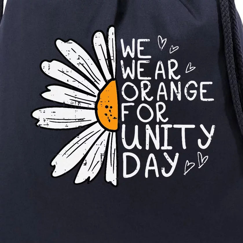 We Wear Orange For Unity Day Daisy Anti Bullying Drawstring Bag