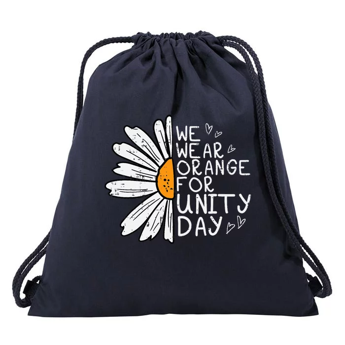 We Wear Orange For Unity Day Daisy Anti Bullying Drawstring Bag