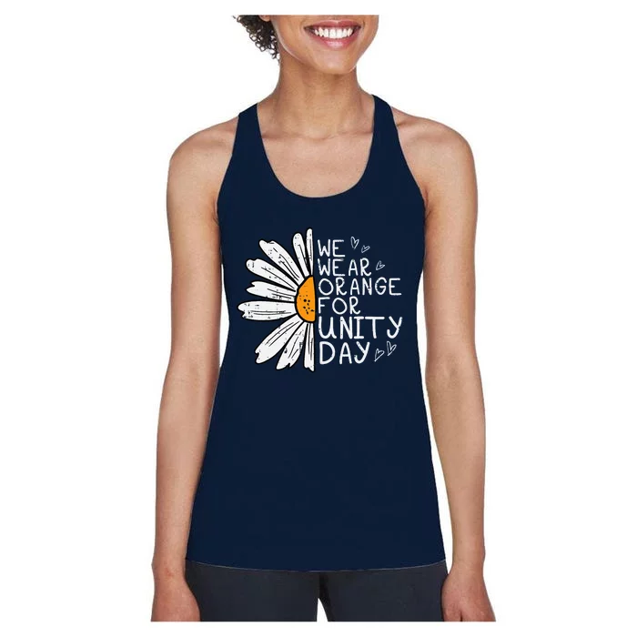 We Wear Orange For Unity Day Daisy Anti Bullying Women's Racerback Tank