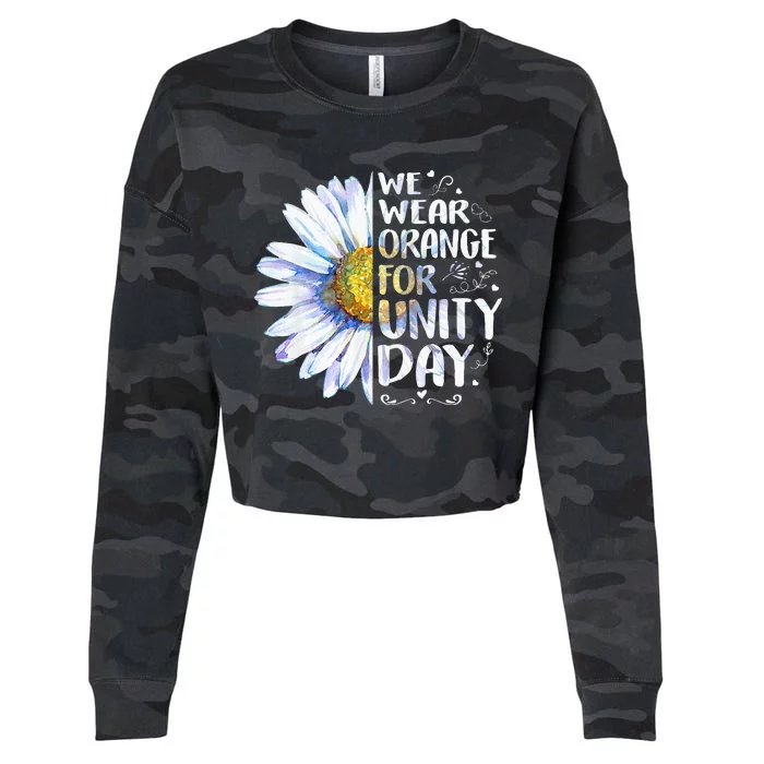 We Wear Orange Daisy Flower For Unity Day Anti Bullying Cropped Pullover Crew