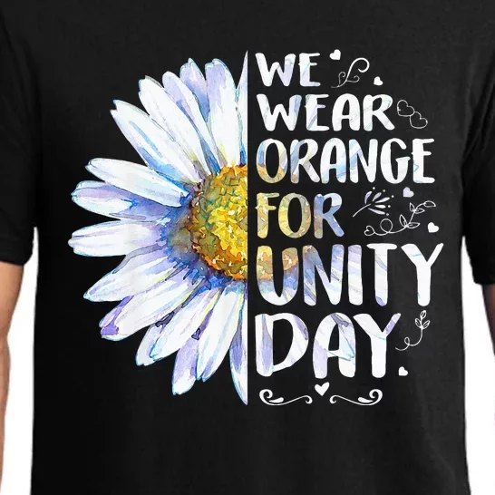 We Wear Orange Daisy Flower For Unity Day Anti Bullying Pajama Set