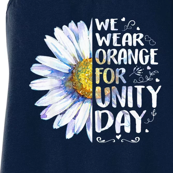 We Wear Orange Daisy Flower For Unity Day Anti Bullying Women's Racerback Tank