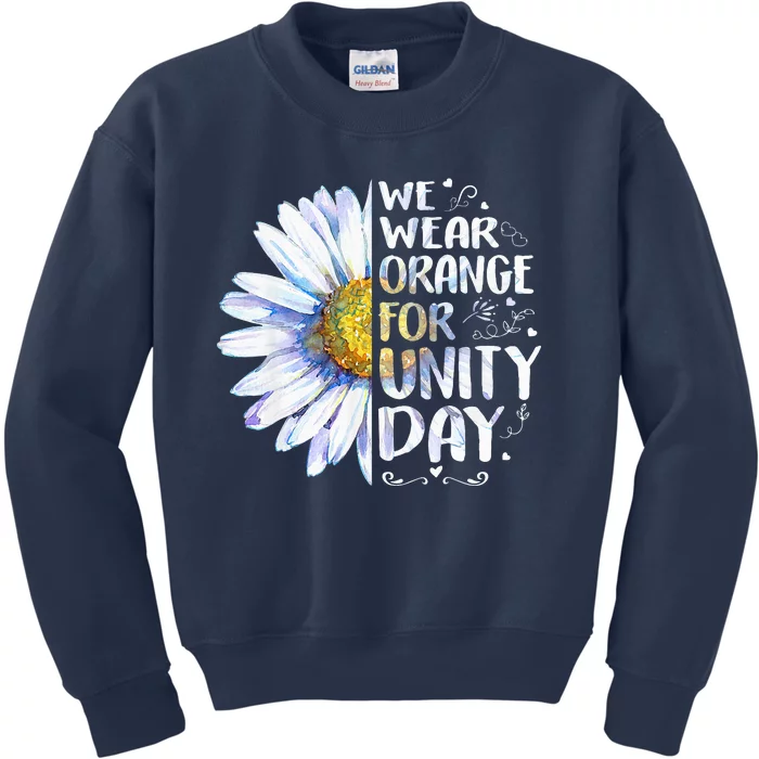 We Wear Orange Daisy Flower For Unity Day Anti Bullying Kids Sweatshirt