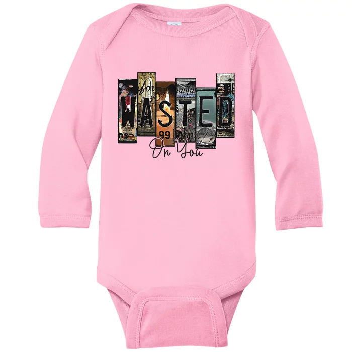 Western Wasted On You Baby Long Sleeve Bodysuit