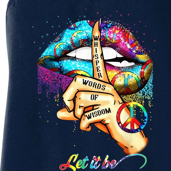 Whisper words of wisdom let peace signal let it be Women's Racerback Tank