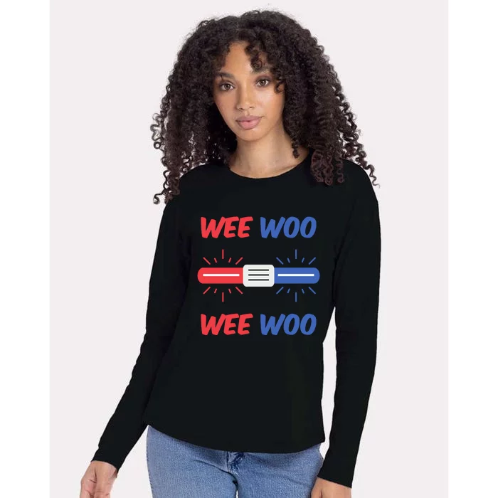 Wee Woo Police Car Funny Womens Cotton Relaxed Long Sleeve T-Shirt