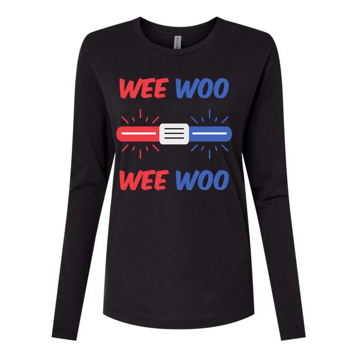 Wee Woo Police Car Funny Womens Cotton Relaxed Long Sleeve T-Shirt