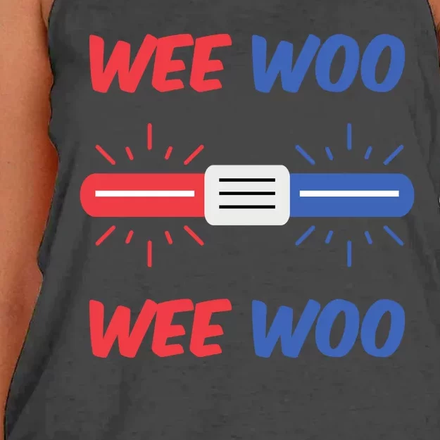 Wee Woo Police Car Funny Women's Knotted Racerback Tank