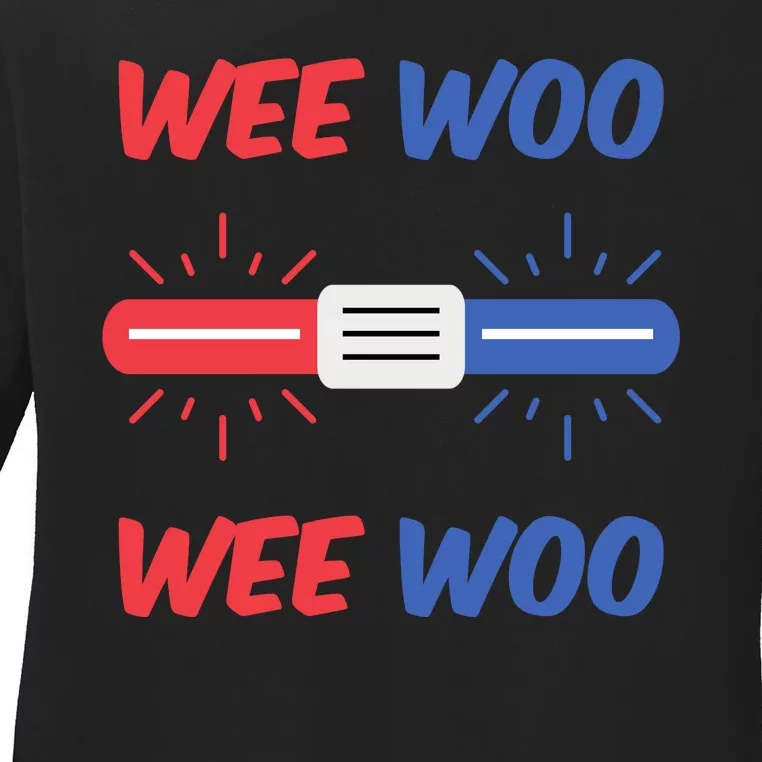 Wee Woo Police Car Funny Ladies Long Sleeve Shirt