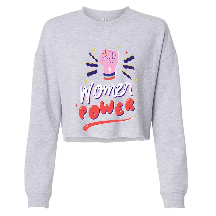 Womens Women Power Feminism International Women's Day Cropped Pullover Crew