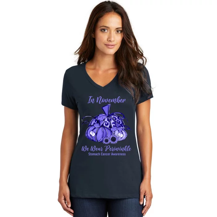 we wear periwinkle pumpkin stomach cancer awareness Women's V-Neck T-Shirt