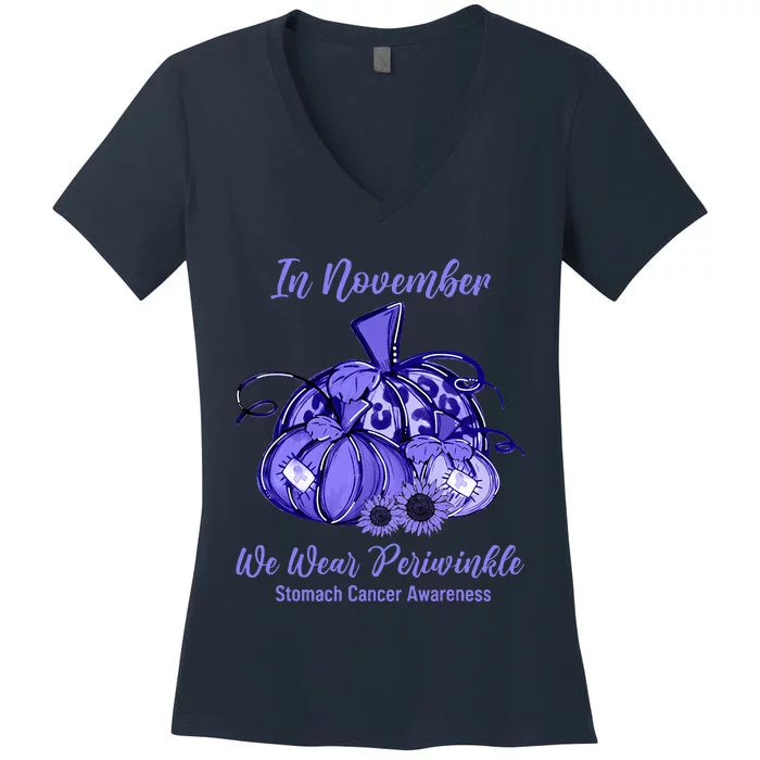 we wear periwinkle pumpkin stomach cancer awareness Women's V-Neck T-Shirt