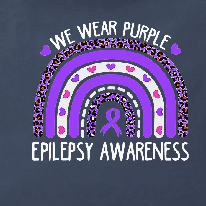 We Wear Purple Leopard Rainbow For Epilepsy Awareness Zip Tote Bag