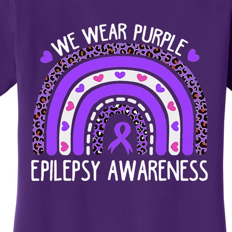 We Wear Purple Leopard Rainbow For Epilepsy Awareness Women's T-Shirt