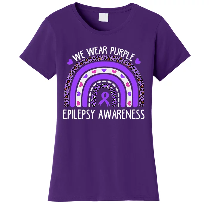 We Wear Purple Leopard Rainbow For Epilepsy Awareness Women's T-Shirt