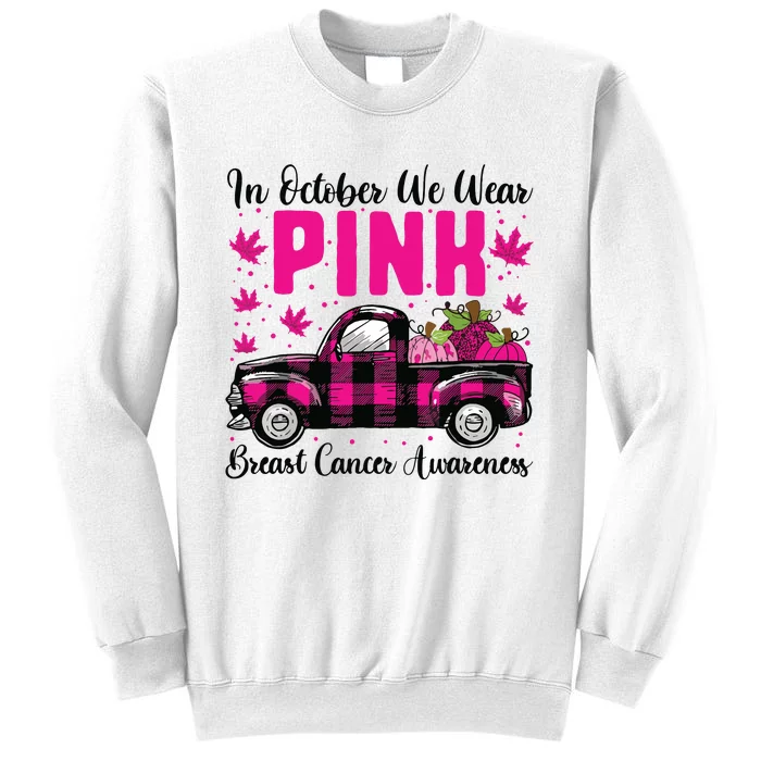 We Wear Pink In October Breast Cancer Truck Halloween Sweatshirt