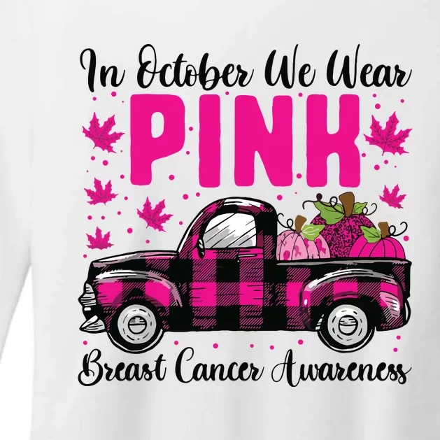 We Wear Pink In October Breast Cancer Truck Halloween Womens CVC Long Sleeve Shirt