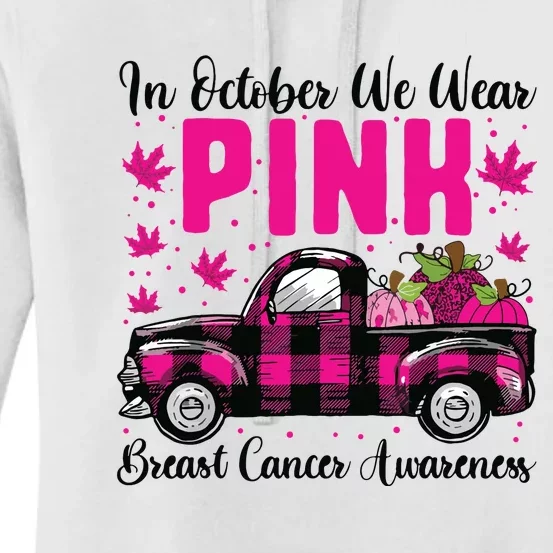 We Wear Pink In October Breast Cancer Truck Halloween Women's Pullover Hoodie