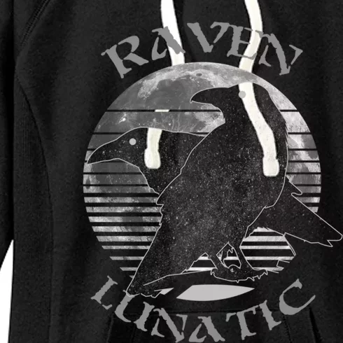 Wiccan Witch Pagan Occult Raven Lunatic Retro Moon Gift Women's Fleece Hoodie