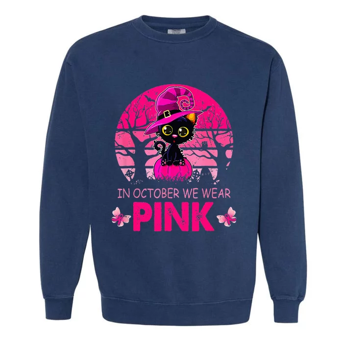 We Wear P.I.N.K. Cute Cat Breast Cancer Awareness Garment-Dyed Sweatshirt