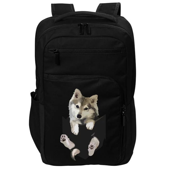 Wolf White Pup In Pocket Wolves Tee Gifts Impact Tech Backpack