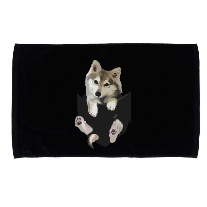 Wolf White Pup In Pocket Wolves Tee Gifts Microfiber Hand Towel