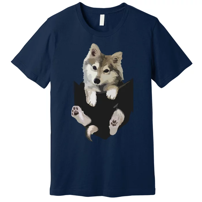 Wolf White Pup In Pocket Wolves Tee Gifts Premium T-Shirt