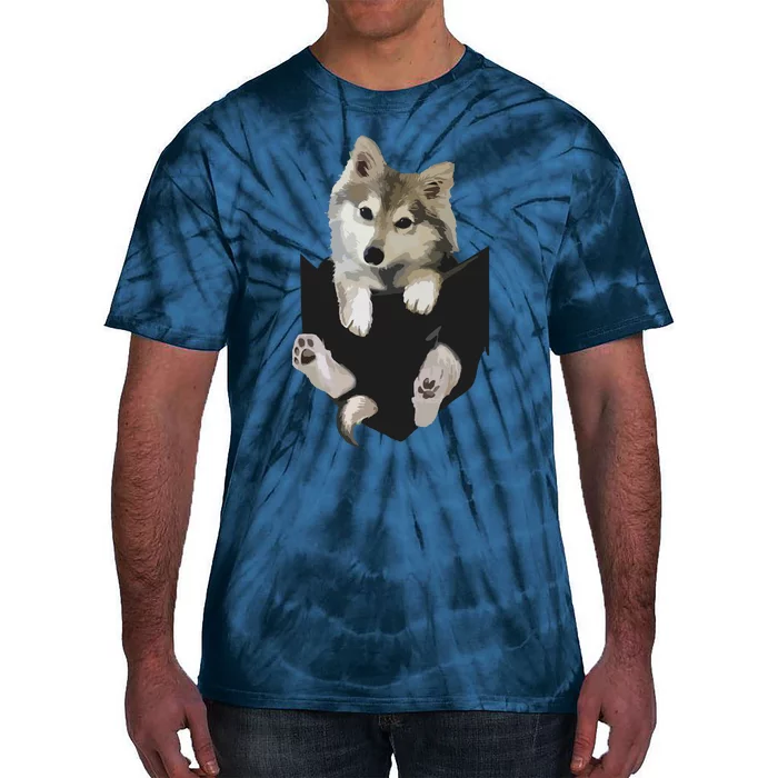 Wolf White Pup In Pocket Wolves Tee Gifts Tie-Dye T-Shirt