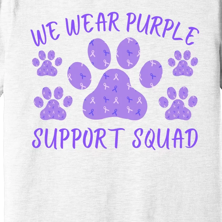 We Wear Purple Domestic Violence Awareness Purple Ribbon Dog Paws Cat Paws Premium T-Shirt