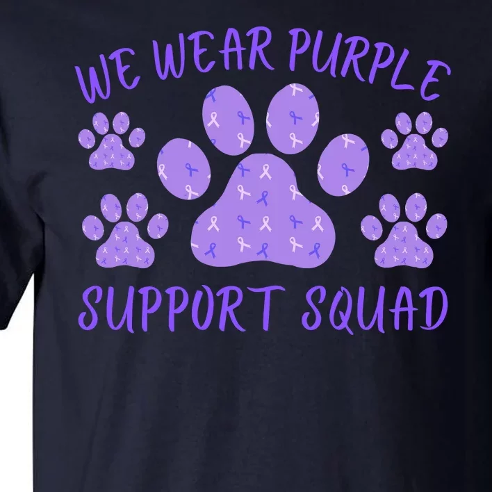 We Wear Purple Domestic Violence Awareness Purple Ribbon Dog Paws Cat Paws Tall T-Shirt