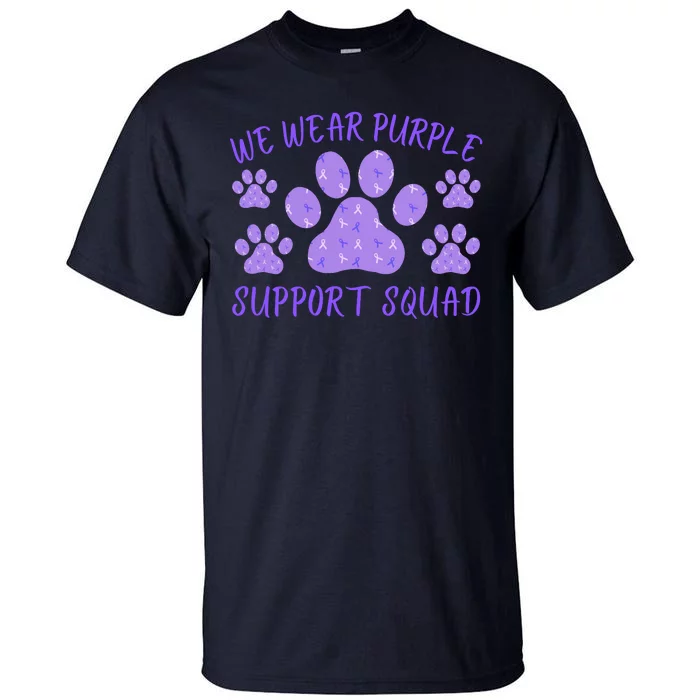 We Wear Purple Domestic Violence Awareness Purple Ribbon Dog Paws Cat Paws Tall T-Shirt