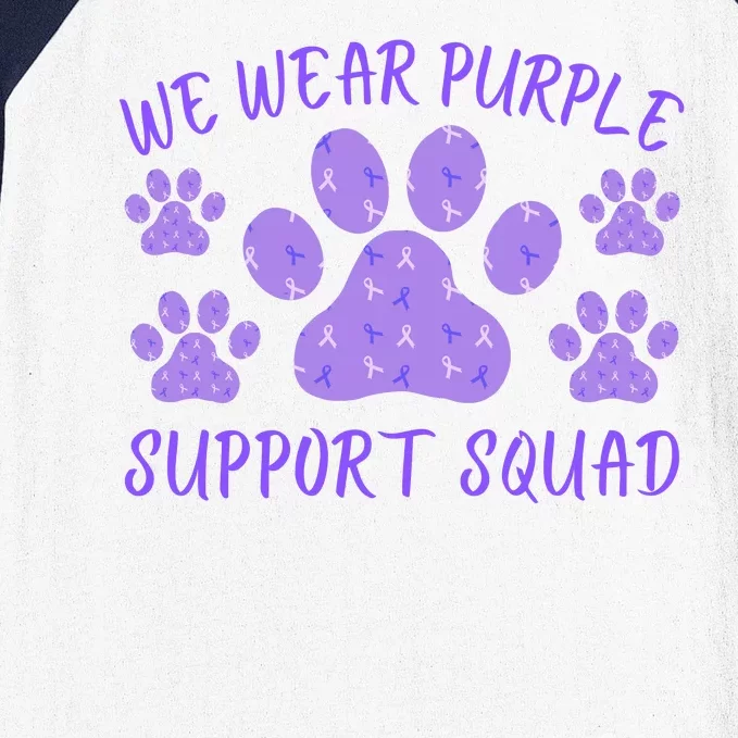 We Wear Purple Domestic Violence Awareness Purple Ribbon Dog Paws Cat Paws Baseball Sleeve Shirt