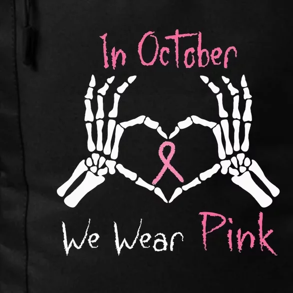 We Wear P.I.N.K Breast Cancer Skeleton Hand Heart Daily Commute Backpack