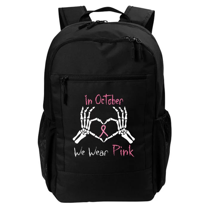 We Wear P.I.N.K Breast Cancer Skeleton Hand Heart Daily Commute Backpack